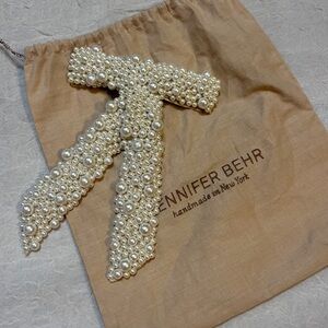 Jennifer Behr Donna White Pearl Hair Bow Barrette